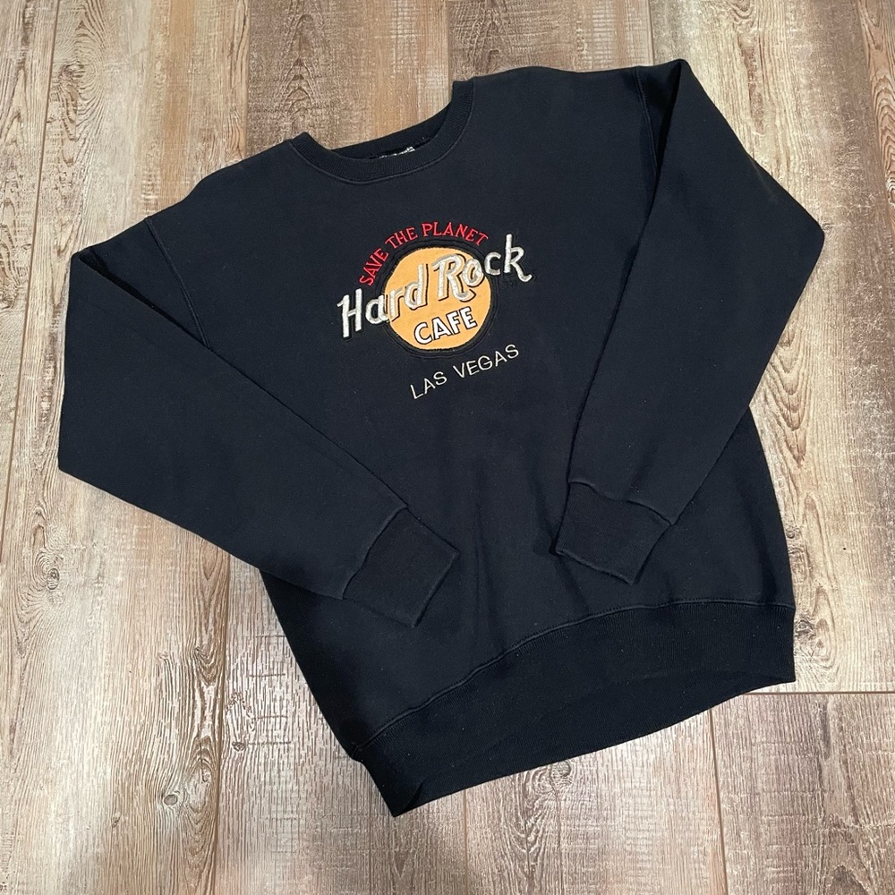 Vintage 80s 90s Hard Rock Cafe Las Vegas Embroidered Crewneck Sweatshirt